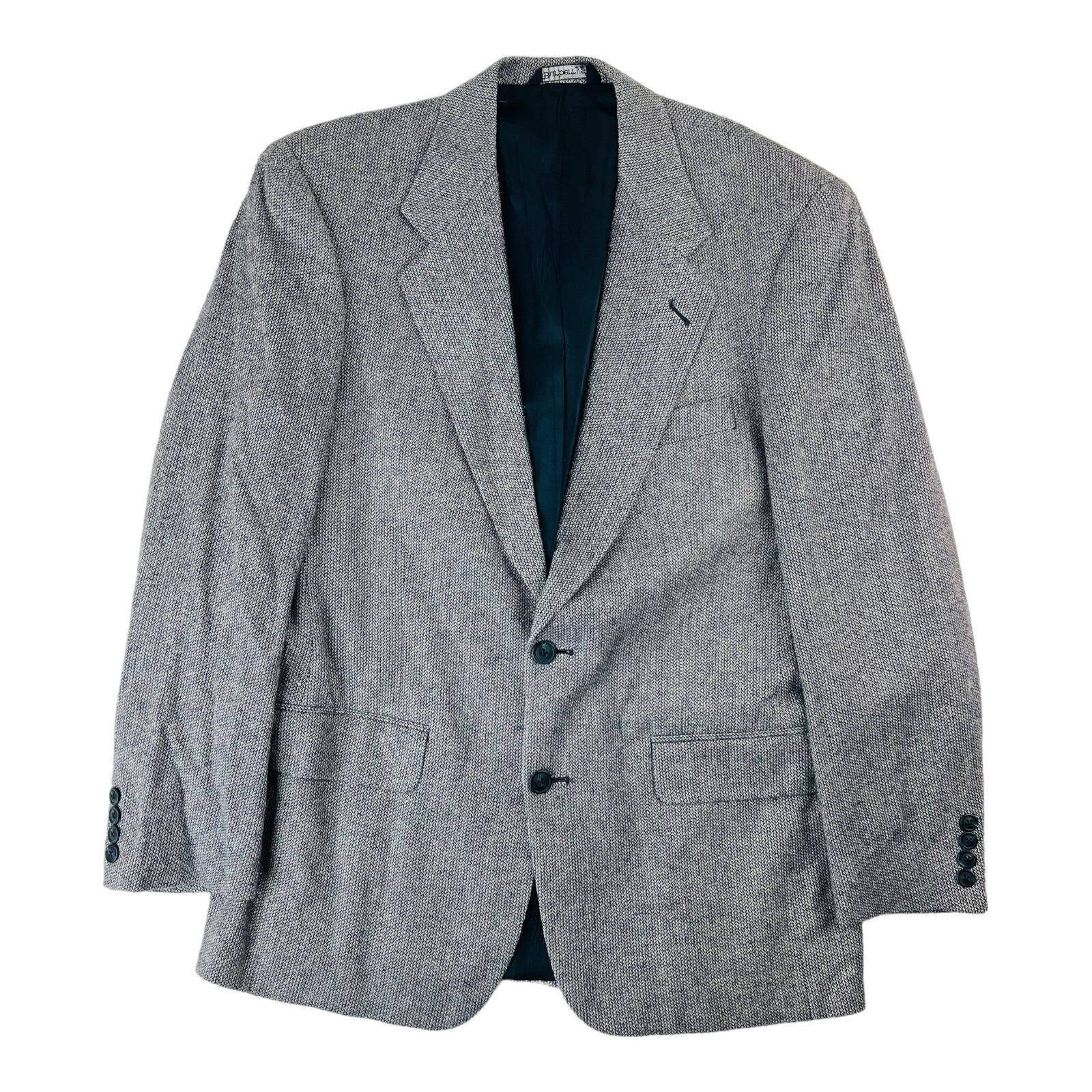 Vtg Burberrys Blue  White Woven Pure Silk 2 Button 1 Vent Blazer Mens Size 42r